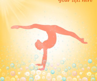 Yoga Poster With Exercising Human And Light Beams