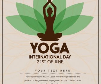 Yoga Promotion Banner Design With Practicing Woman Silhouette