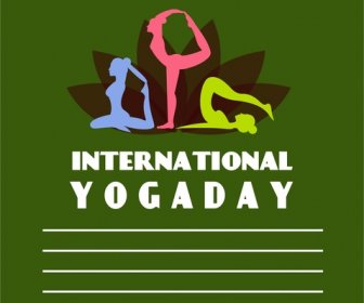 Laki-laki Banner Yogaday Melakukan Latihan Gaya Silhouette
