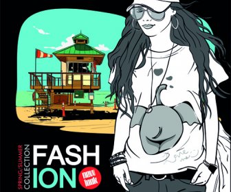 fashion muda elemen poster vektor