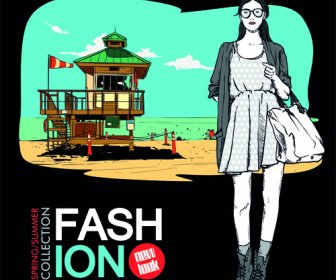 fashion muda elemen poster vektor