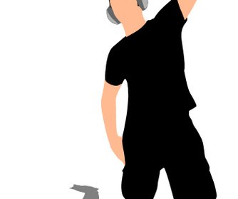 Young Man With Music Vector Illustration