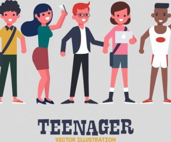 Young People Background Cartoon Characters