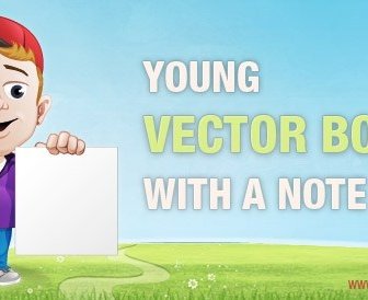 Young Vector Boy Holding A Note