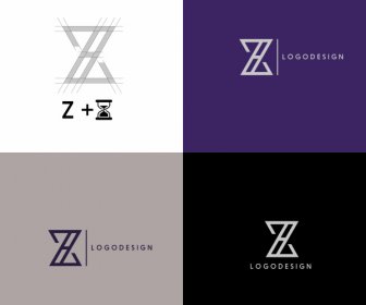 Z Logotipo Modelos Esboço Plano Moderno