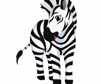 Zebra Hayvan Simgesi Renkli Karikatür Kroki
