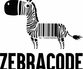 Zebra Code Banner Funny Design Black White Flat