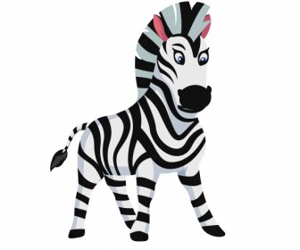 Sketsa Karakter Kartun Ikon Kuda Zebra