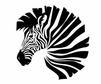 Zebra Icon Black White Handdrawn Classic Sketch