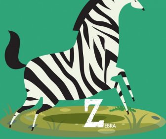 Zebra-Symbol Farbige Klassische Flache Sebene Design