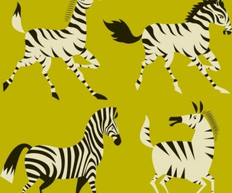 Zebra Ikon Koleksi Berwarna Kartun Desain