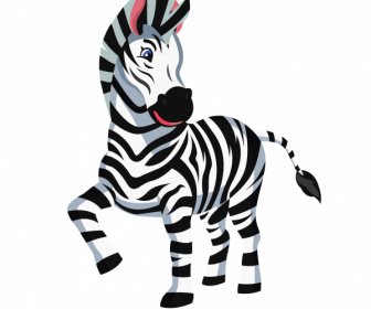 Zebra Türleri Simgesi Sevimli Karikatür Kroki