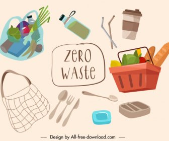 Zero Waste Banner Food Personal Utensils Sketch