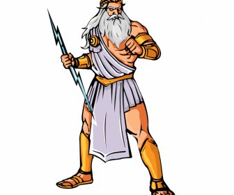 Deus Zeus Do ícone Do Céu Impondo Design De Personagem De Desenho Animado