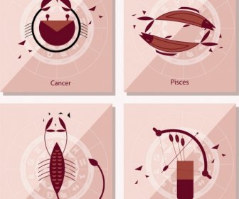 Zodíaco Fundo Define Câncer Peixes Escorpião Sagitário ícones