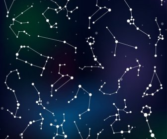 Zodiac Background Stars Layout Icons Spots Connection Design