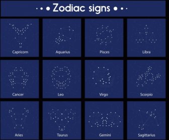 zodiac signs isolation dots connection design