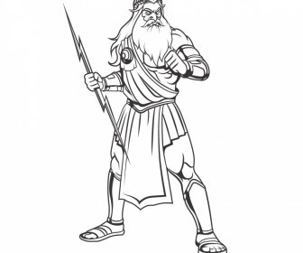Zues икона черно-белый контур персонажа мультфильма
