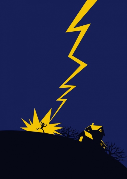 雷擊閃電圖標暗黃色預警的背景設計