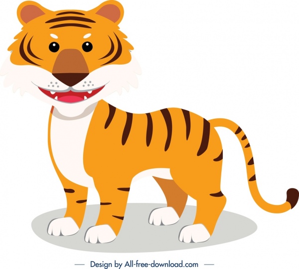Tiger ikon hewan lucu kartun karakter sketsa