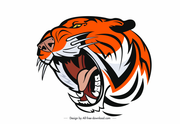 ikon kepala harimau desain handdrawn sketsa agresif