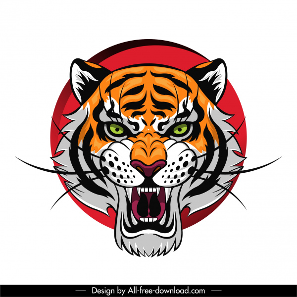 虎の頭の絵画対称デザインカラフルな装飾