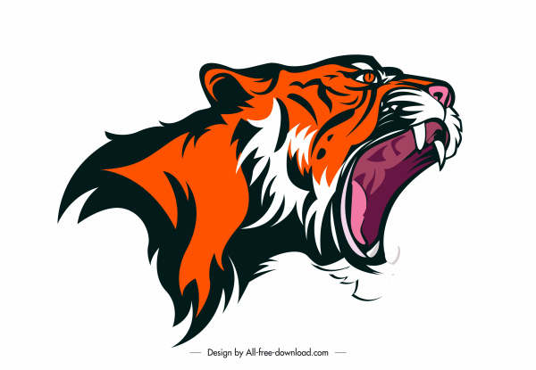 icono de tigre cabeza agresiva boceto dibujado a mano diseño