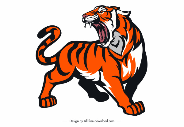 ikon harimau desain handdrawn sketsa agresif