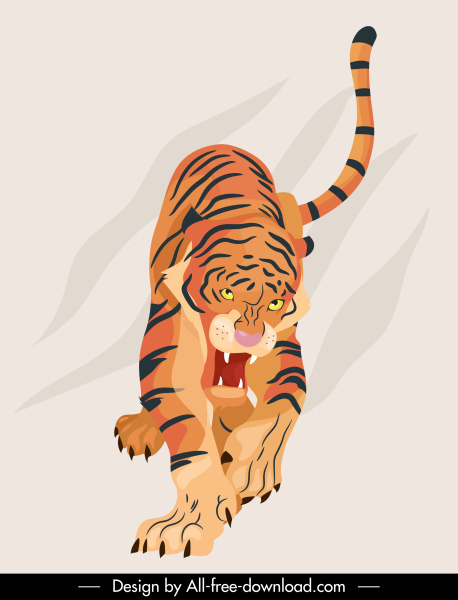 тигр значок агрессивный эскиз ручной дизайн