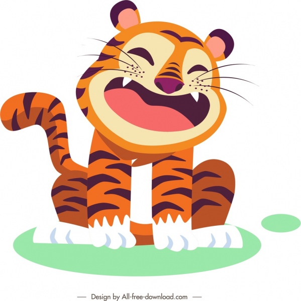 Tiger Icon Lucu Kartun Karakter Sketch