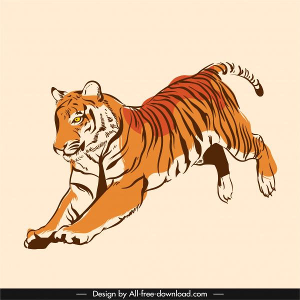 虎のアイコンモーションスケッチ古典的な手描き