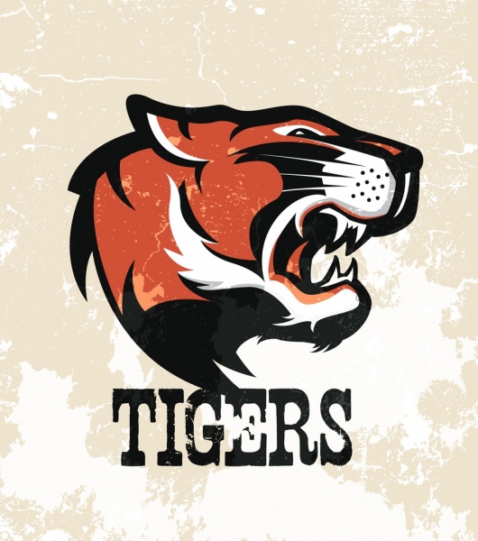 logotipo do tigre colorido design retro