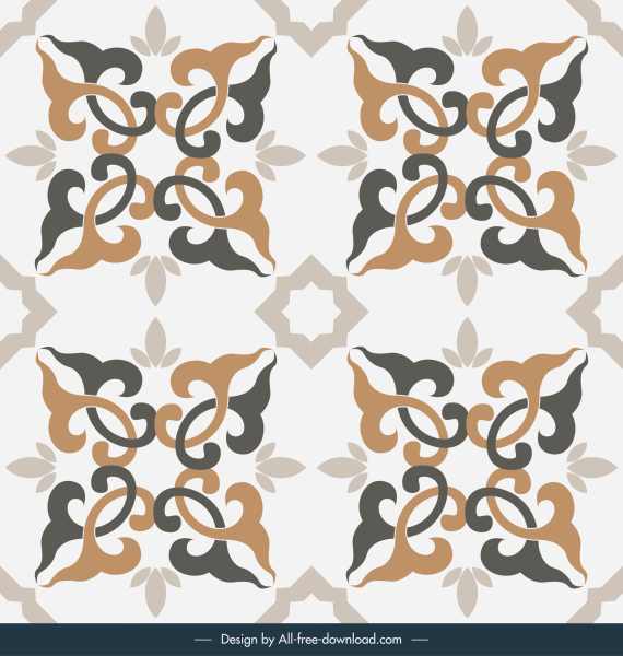 plantilla de patrón de azulejos clásico elegante decoración de repetición simétrica elegante