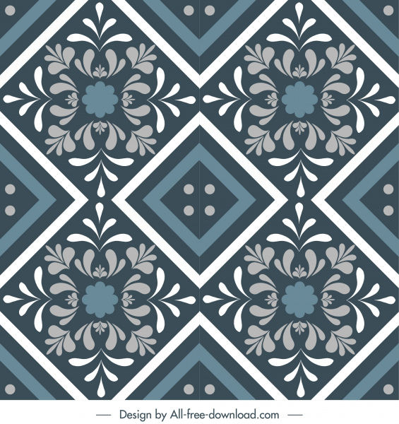 patrón de azulejos plantilla de floras clásicas ilusión simétrica