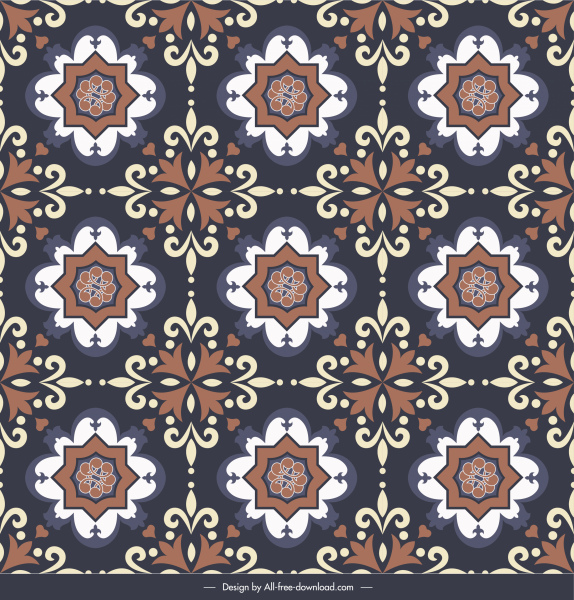 modelo padrão de azulejo escuro elegante repetindo simetria clássica
