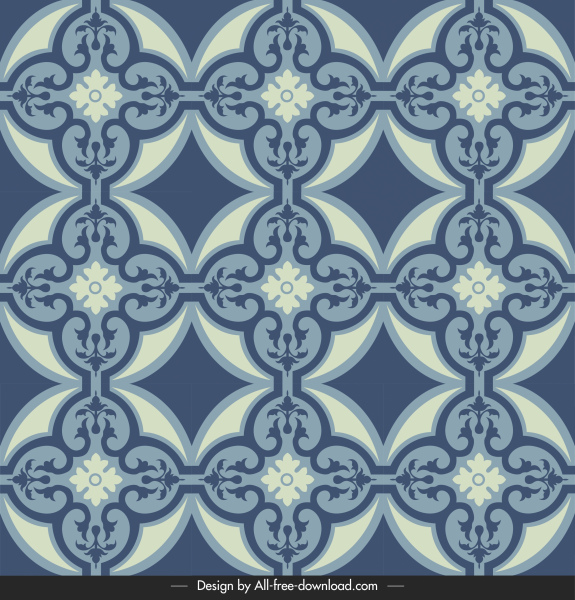 modelo padrão de azulejo escuro plana repetindo formas simétricas