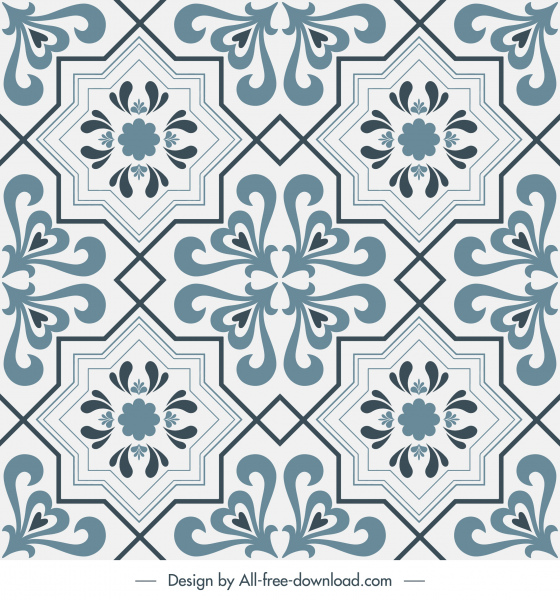 templat pola ubin dekorasi klasik yang elegan mengulangi simetri