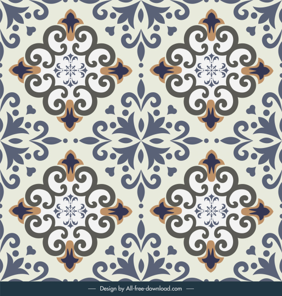 plantilla de patrón de baldosa elegante diseño de simetría de repetición clásica