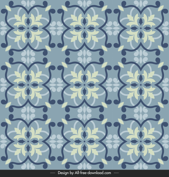 plantilla de patrón de azulejos elegante clásico repitiendo simétrico floral