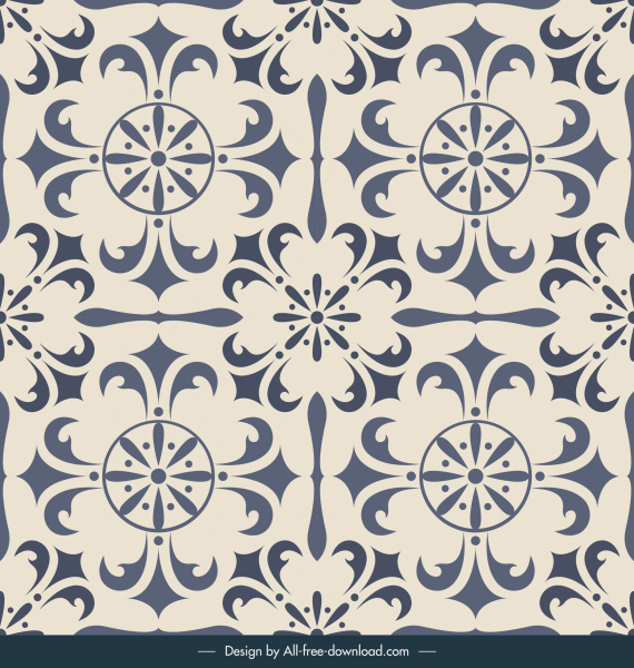 templat pola ubin dekorasi Eropa yang elegan mengulangi simetri