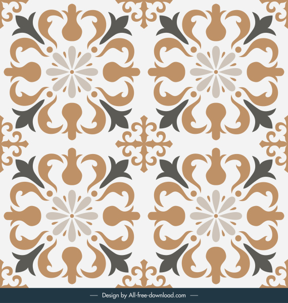 plantilla de patrón de azulejos elegante formas de repetición simétrica europea