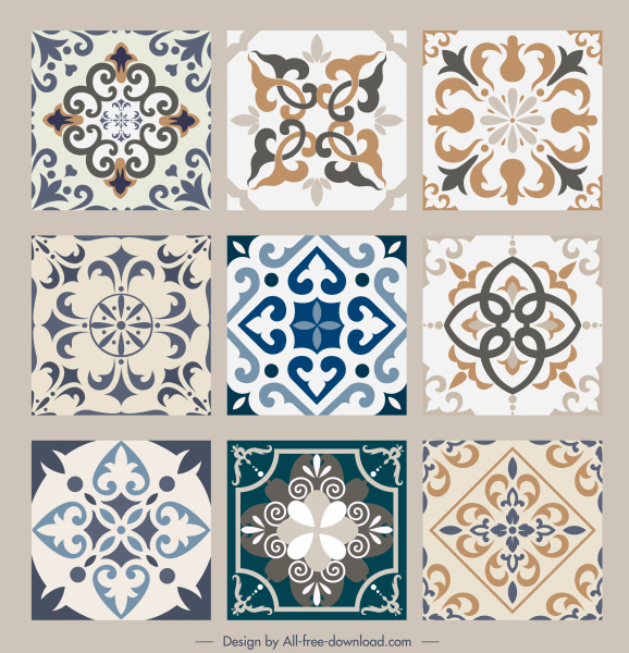 modelo padrão de azulejo elegante formas simétricas retrô