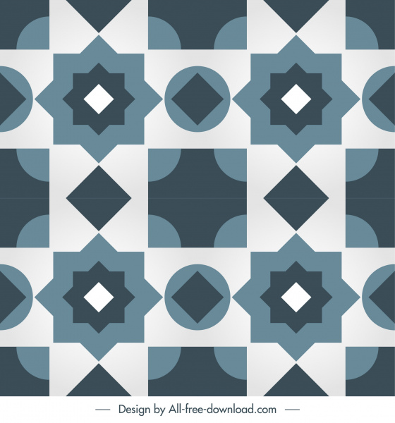 plantilla de patrón de teselas plana simétrica repitiendo formas geométricas