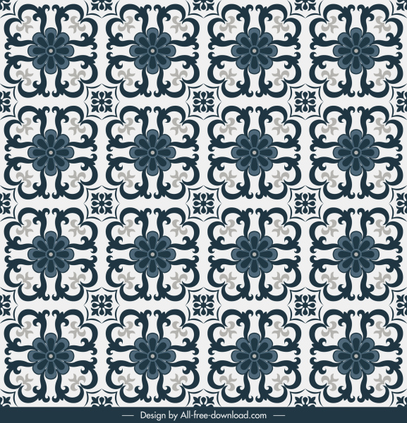 patrón de teselas plantilla flora sketch simétrico plano de repetición