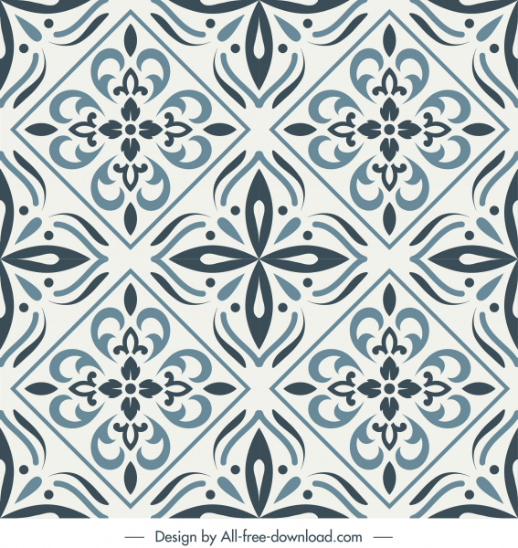 plantilla de patrón de azulejo retro elegante formas de repetición simétricas