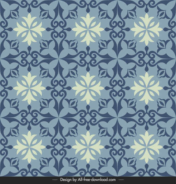 Fliesen-Muster-Vorlage retro symmetrische Blumen-Dekor