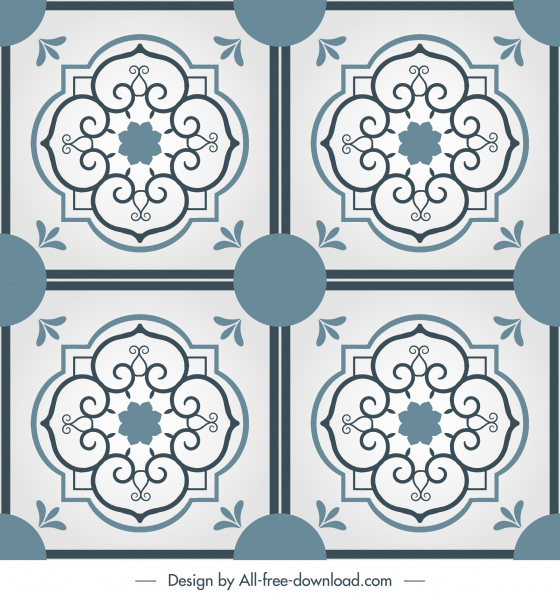 templat pola ubin dekorasi simetris elegan klasik