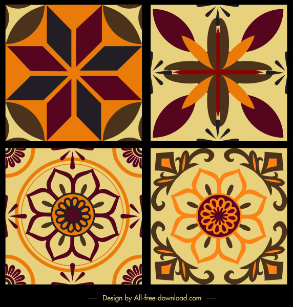 azulejos patrón plantillas flora plana simétrica clásica decoración