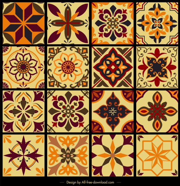 плитки шаблон шаблоны коллекции классических симметричный Флора эскиз