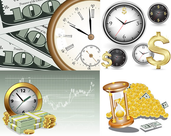 waktu dan uang dalam bisnis vektor